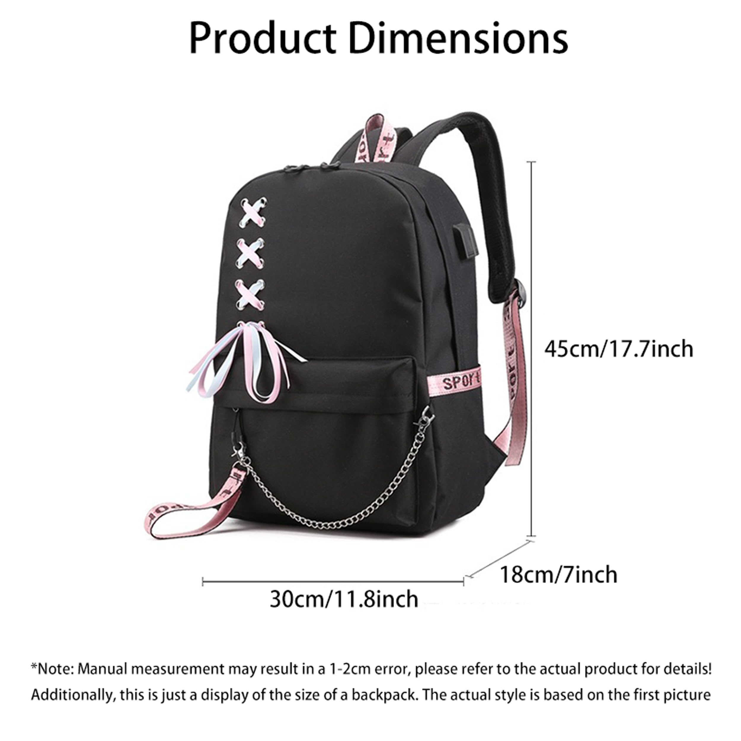 Roffatide KPOP Stray Kids Schultasche for Mädchen und Jungen mit USB-Ladeanschluss und Kopfhöreranschluss, Czarny C, Plecaki tornistry