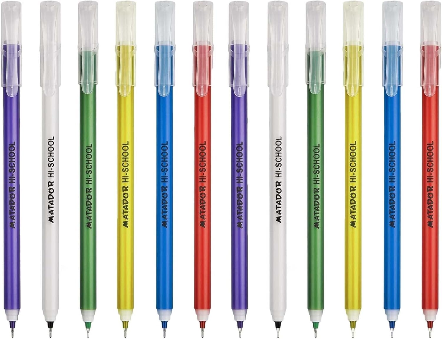 Matador Hi-School Fine Point Roll Gel Pens | Smooth Writing Gel Pens with 0.5mm Ballpoint Tip | Durable Black Ink Pen for School, Office and Home Use (Pack of 12) (Black (pack of 144))