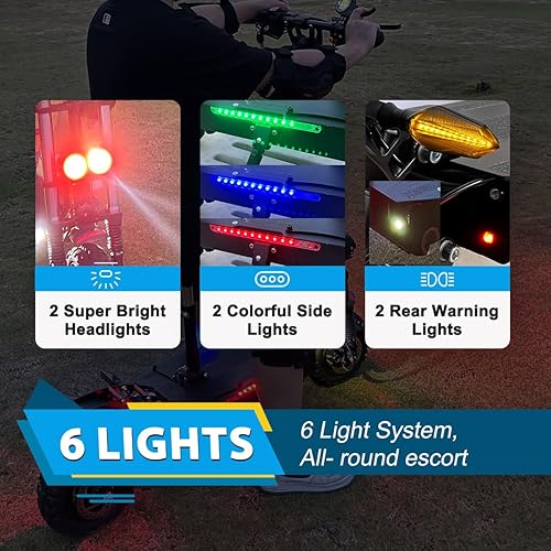 Miniatura 4 de Patinete eléctrico T88 para adultos, 5600 W de doble motor 60 V28 Ah, batería máxima de 50 MPH y 48 millas de largo alcance, freno de disco de