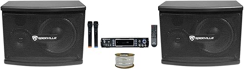 Rockville RPA70WBT Bluetooth Karaoke Amplificador/Mezclador+(2) Micrófonos+(2) Altavoces de 6.5"