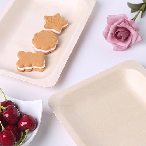 Miniatura 9 de Efavormart - 25 piezas de madera de abedul ecológica, cuadrada, elegante, resistente, platos biodegradables, compostables y libres de productos