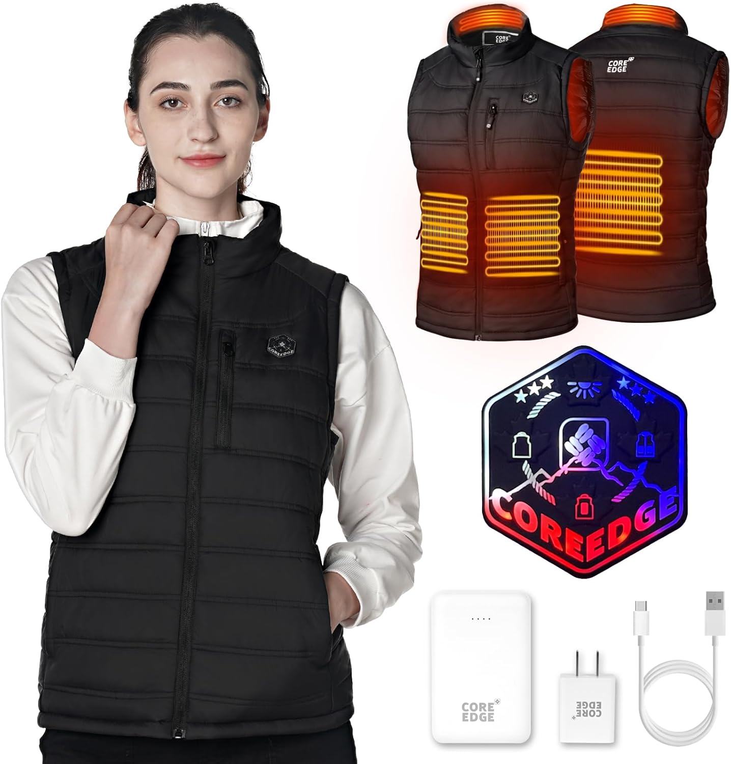 Heated Vest for Women,Electric Heating Vest, 5 in 1 Smart Controller with Rechargeable 10000mAh Battery