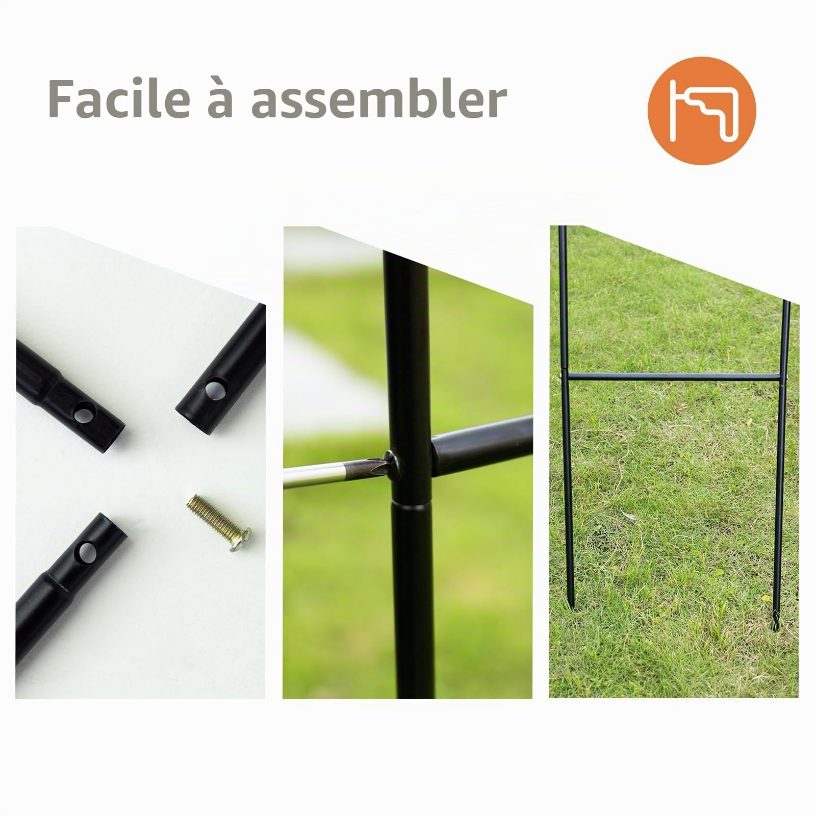 Mr.Ton Arche de Jardin en métal, 2,5 m de Haut x 1,5 m de Large, tonnelle en métal Robuste avec extrémités Pointues pour Grimper, vignes et Plantes, Mariage, décoration de fête, Noir