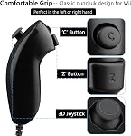 OSTENT Motion Based Wired Nunchuck Controller for Nintendo Wii Console Video Game Color Black