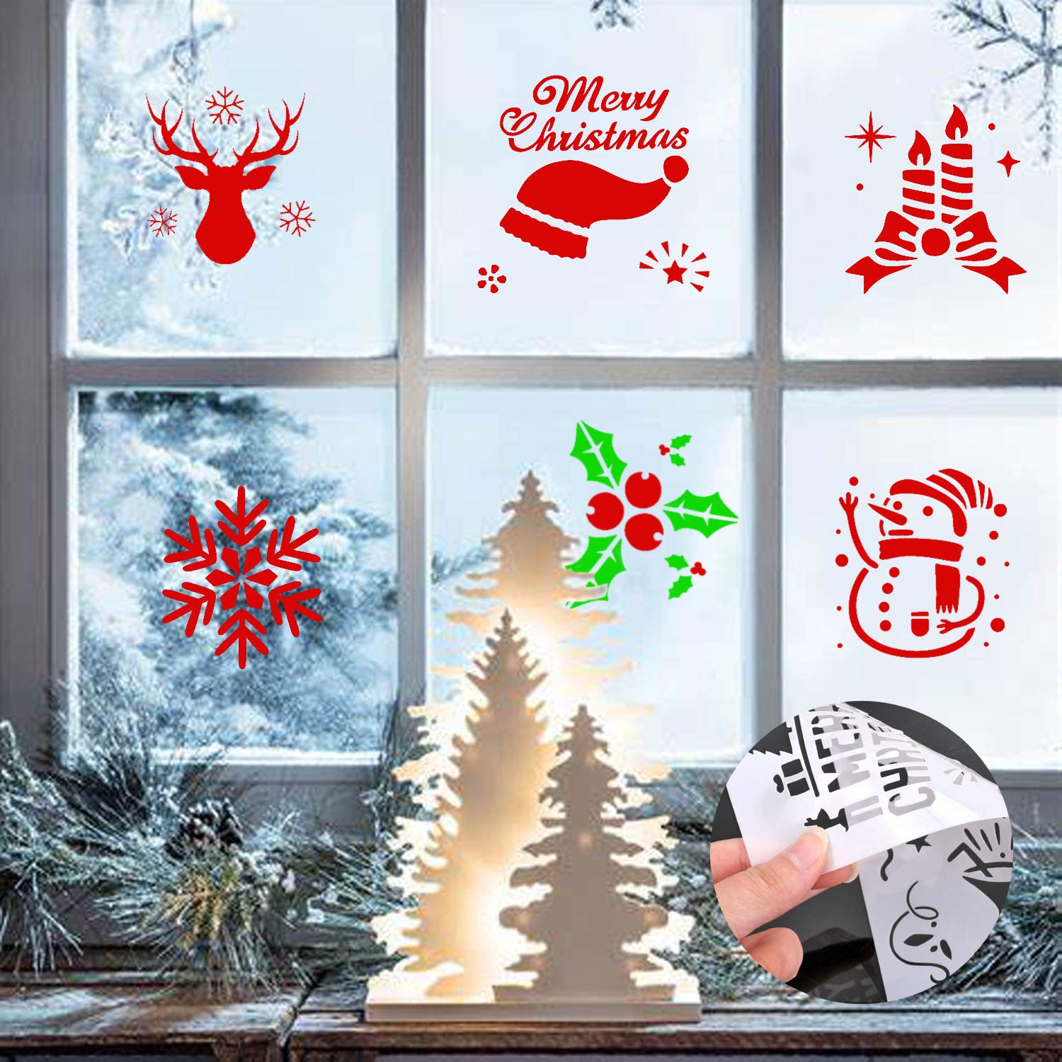 24 Stencil Natalizi Fai Da Te Con 3 Pennelli: Decora Casa, Pacchi Regalo E Biglietti Con Motivi Di Natale (Alberi, Pupazzi, Babbo Natale)