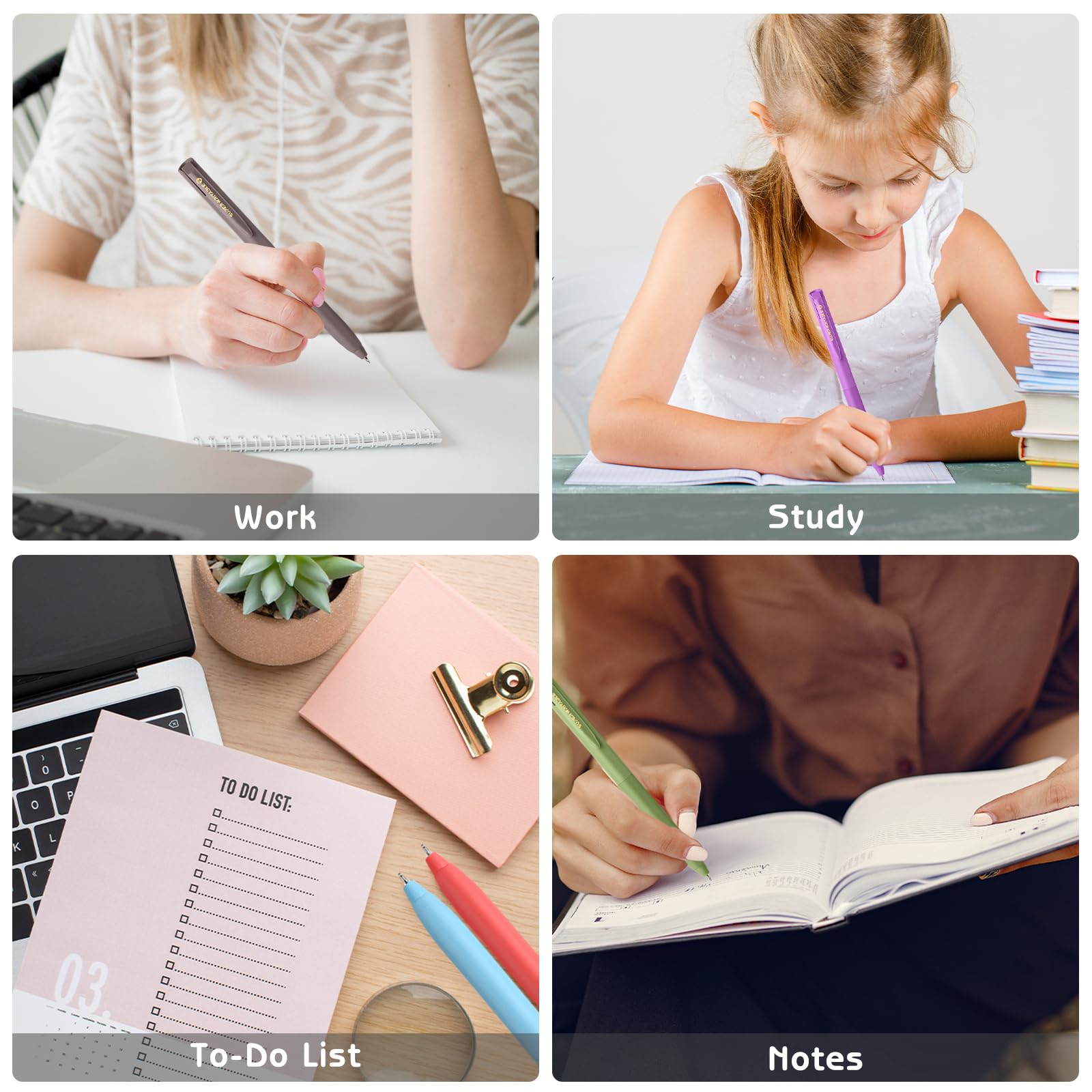 10 bolígrafos de gel de colores surtidos para diario, juego de bolígrafos de punta fina de 0.5 mm, retráctiles, tinta de colores de escritura suave de secado rápido, suministros estéticos de