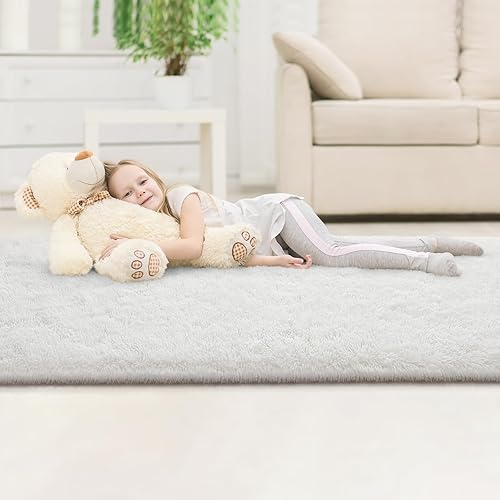 Miniatura 23 de Kimicole Alfombras de área grandes de 7 x 10 pies para sala de estar y dormitorio, alfombra suave y esponjosa, alfombras peludas antideslizantes