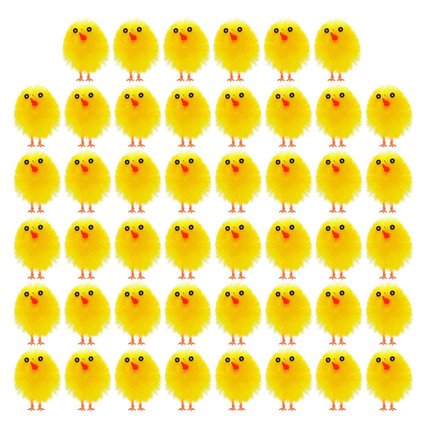 TUPARKA 46 Pcs Mini Easter Chicks Yellow Easter Chenille Cute Fully Chicks for Party, Easter Egg Bonnet Decoration