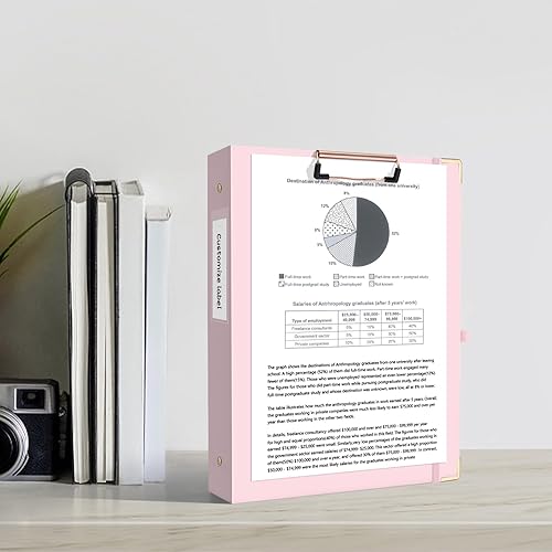 Miniatura 363 de Ospelelf Mini 3 Ring Binder, 2 Inch, Cute Pink Marble Binder for 5.5" x 8.5" with 5 Tab Dividers, File Folder Labels and Low Profile Clipboards