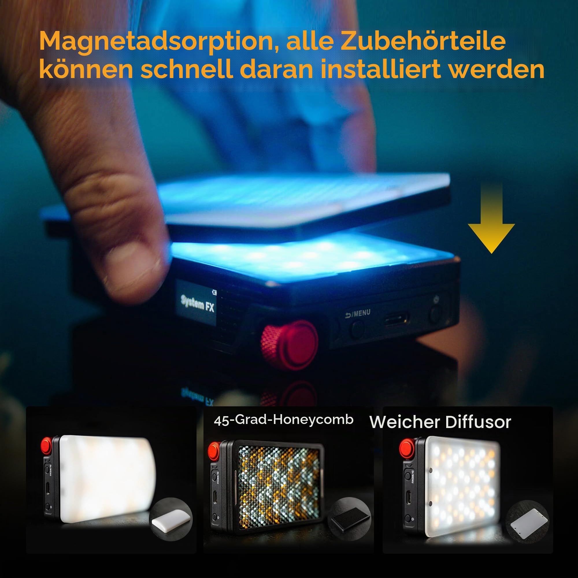 Aputure MC Pro RGBWW Videolicht, 5 W, hohe Helligkeit, 1585 Lux bei 0,5 m, 2000–10000 K, verstellbare magnetische Anziehungskraft und IP65 wetterfest für Fotografie, Videofilmer