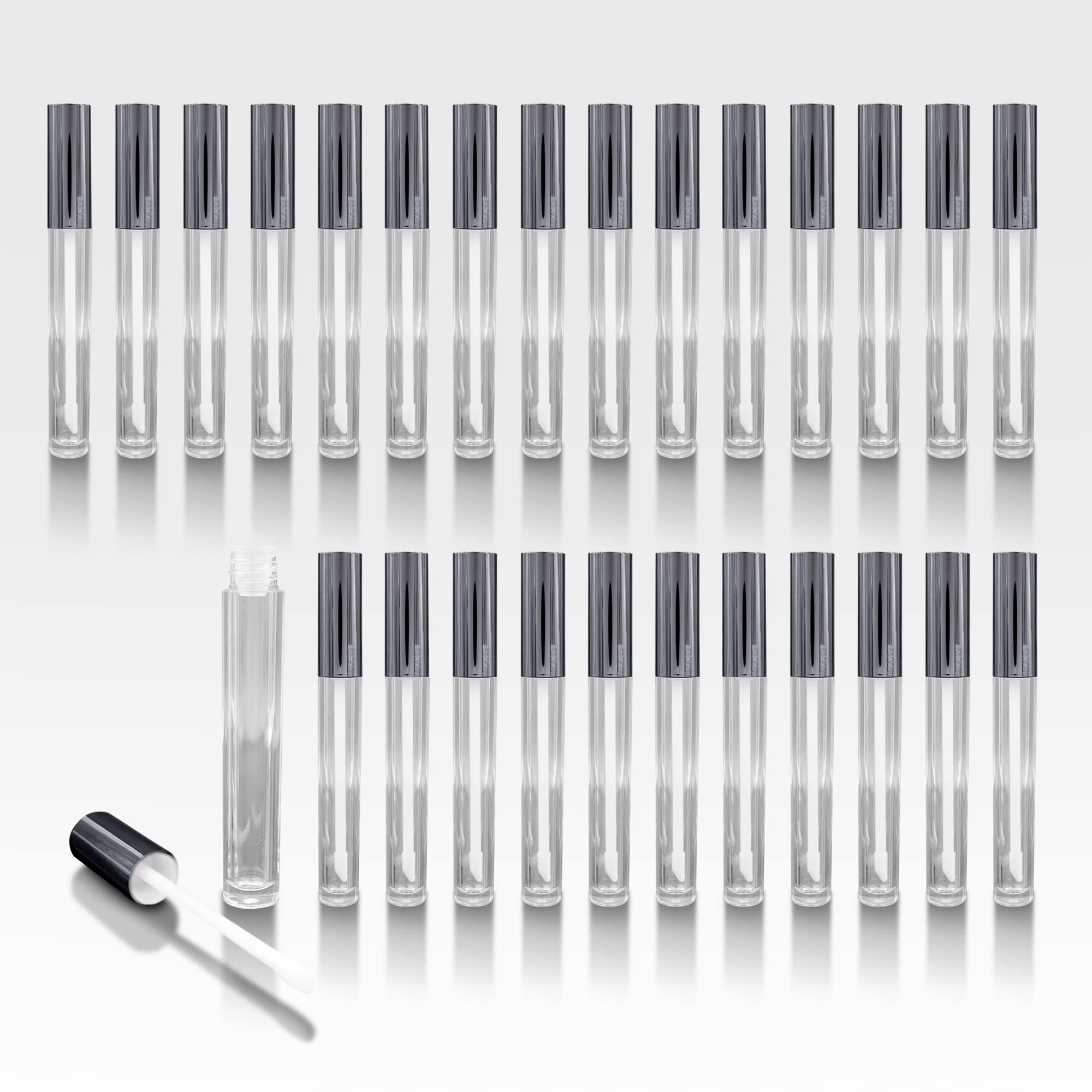 Cosmetic Packaging Now Vibe Clear Lip Gloss Tubes w Shiny Silver Cap Doe Foot Wand Carton - 336