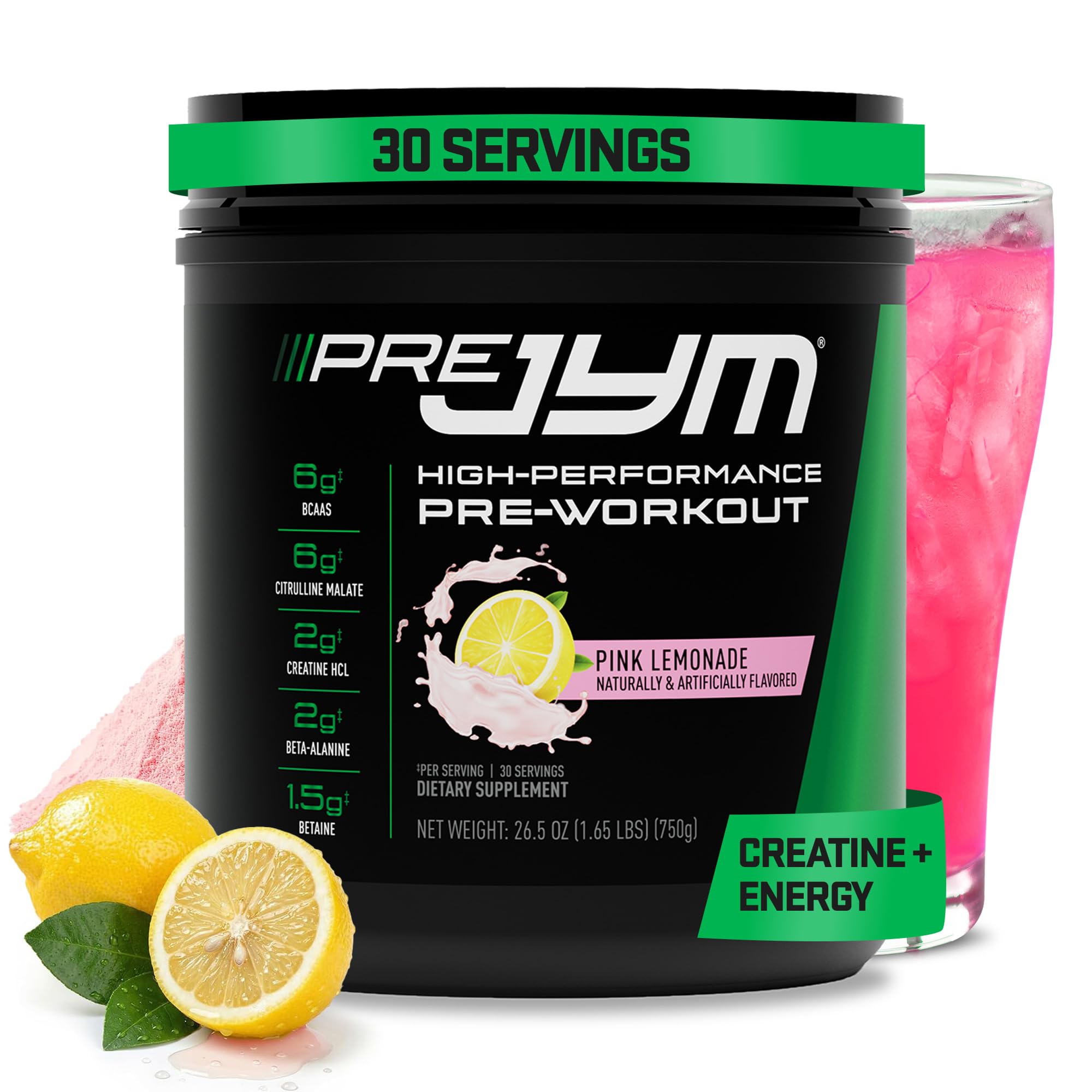 JYM Supplement Science Pré-treino em pó Pink Lemonade com creatina HCl e cafeína 770 g