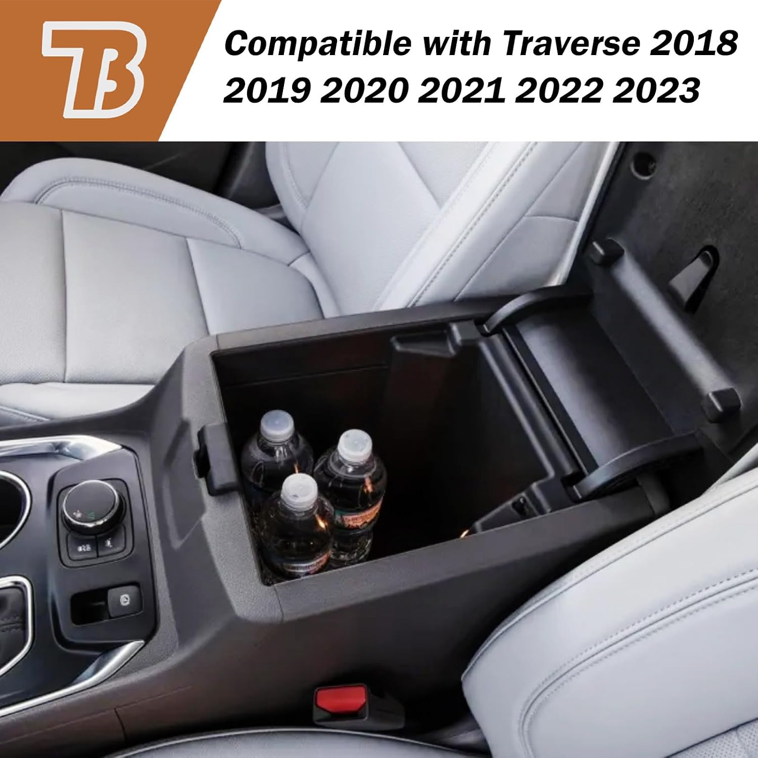 Center Console Organizer Compatible with Chevy Traverse 2018 2019 2020 2021 2022 2023 Accessories, Armrest Insert Tray Secondary Storage Box ABS, Black