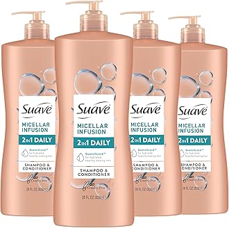 2 in 1 Shampoo and Conditioner with Micellar Infusion, cleansing and conditoning For All Hair Types, 28 oz Pack of 4