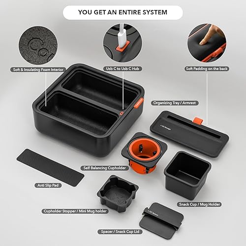 Miniatura 4 de CouchConsole Bandeja original  Almacenamiento y organizador para sofá de bebidas y aperitivos con reposabrazos, mesa con soporte para teléfono,