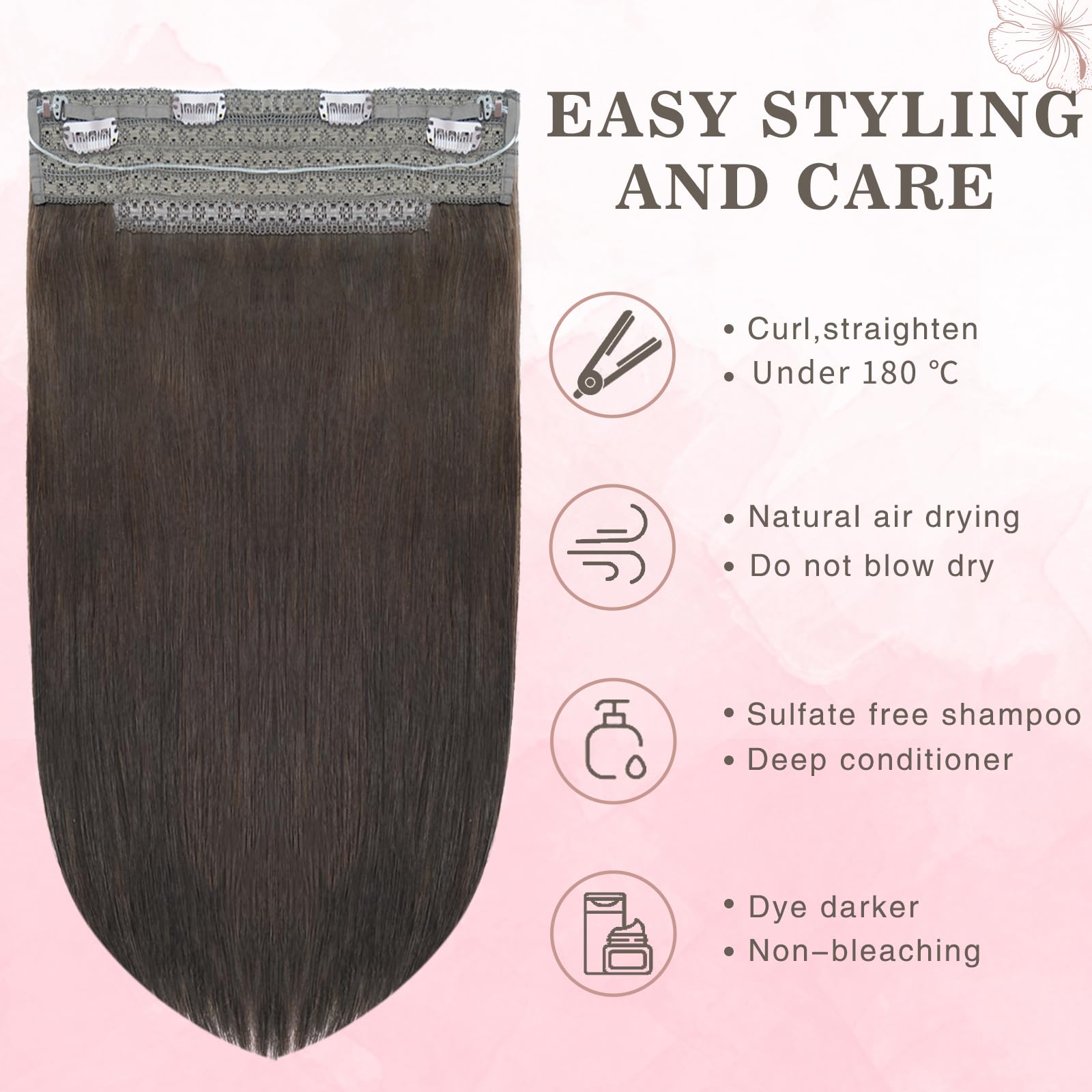 Amazon.com : Wire Hair Extensions Real Human Hair 95G 16  display picture 3