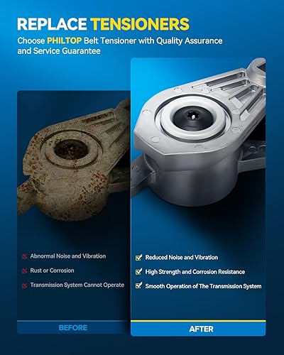 Miniatura 7 de PHILTOP Conjunto de polea tensor de correa F4ZE6B209AD apto para Mustang 1994-1995, conjunto de tensor de correa de transmisión automática con polea