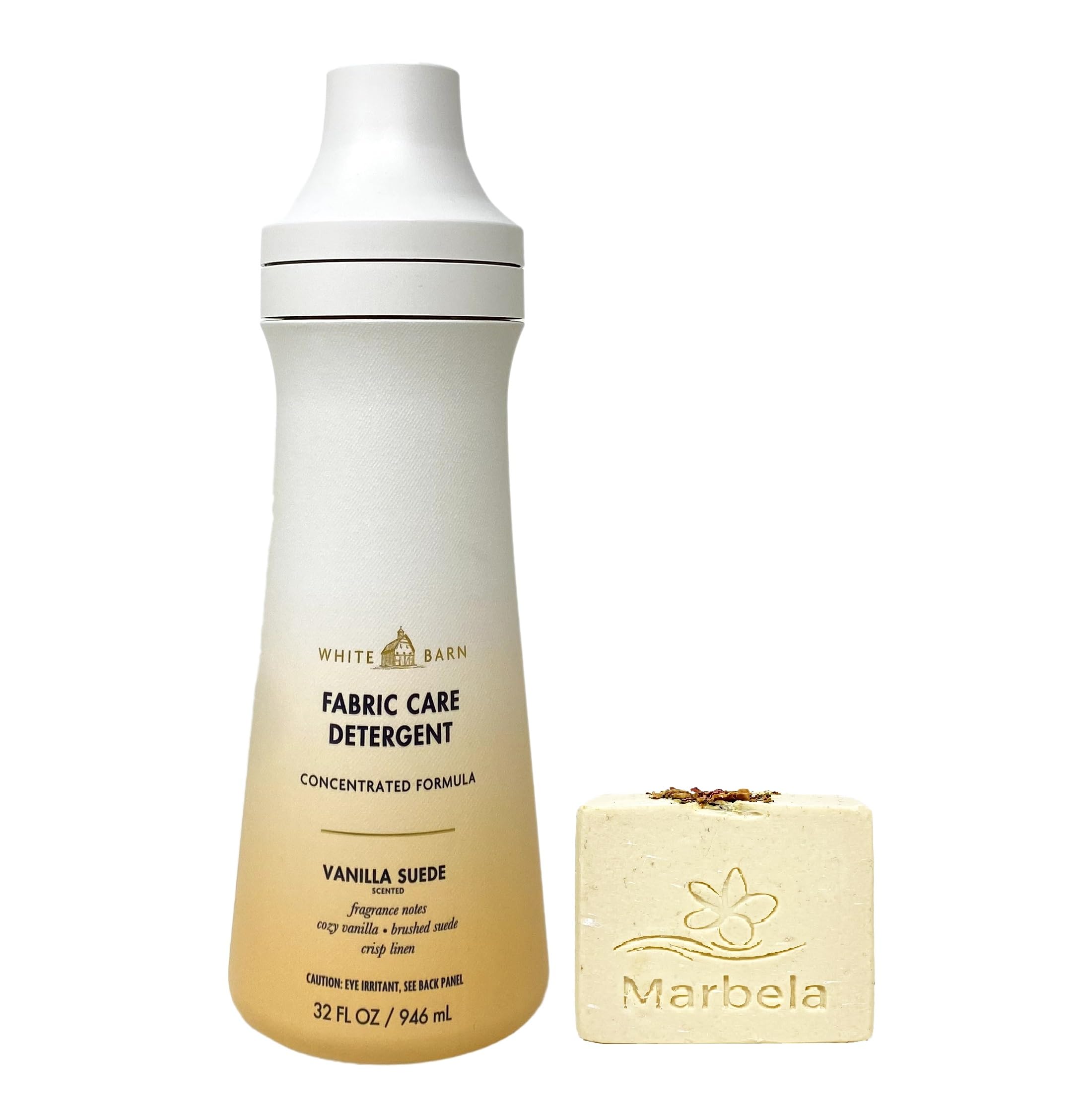 Bath & Body Works Vanilla Suede Fabric Care Laundry Detergent with a Creamy Rose Bar Soap - Full Size