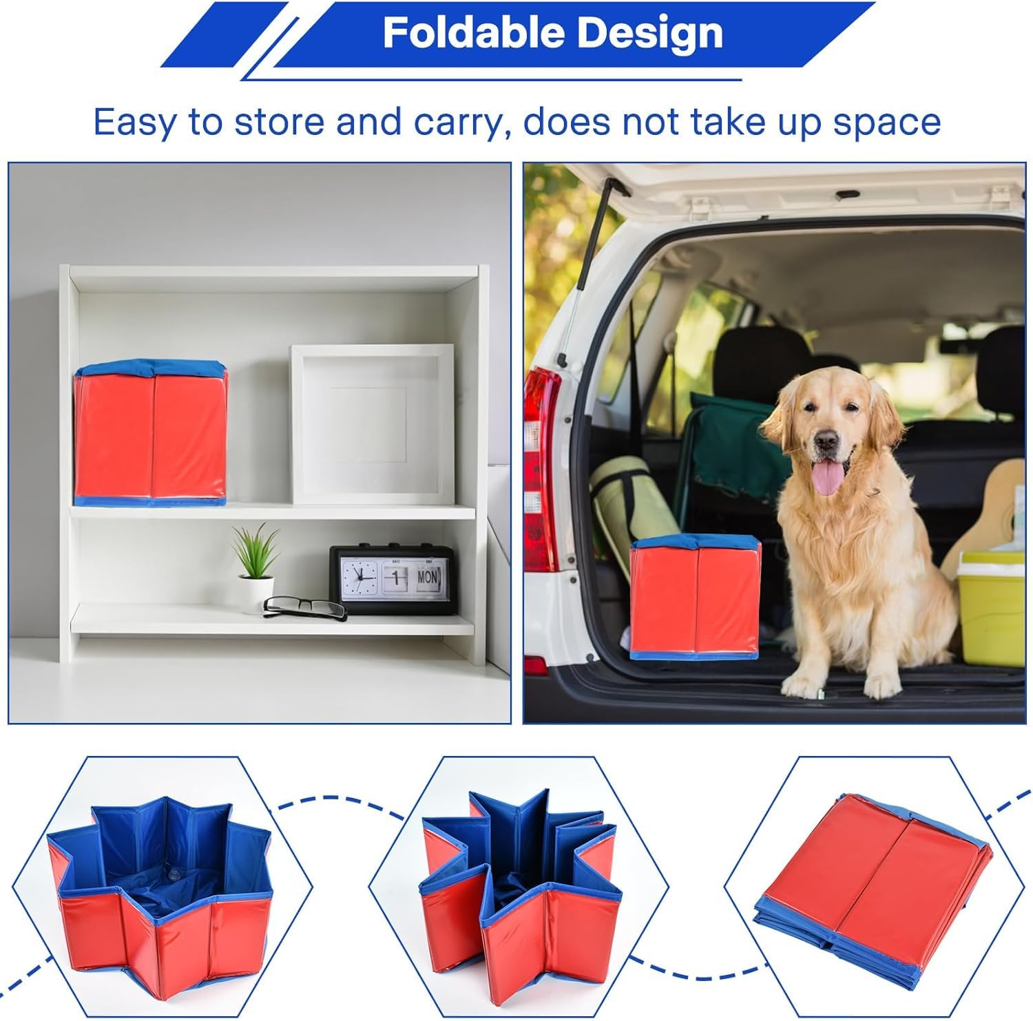 Piscina plegable para perros, 60 x 20 cm, bañera plegable para mascotas, piscina antideslizante de PVC para perros, gatos y niños, interior y exterior