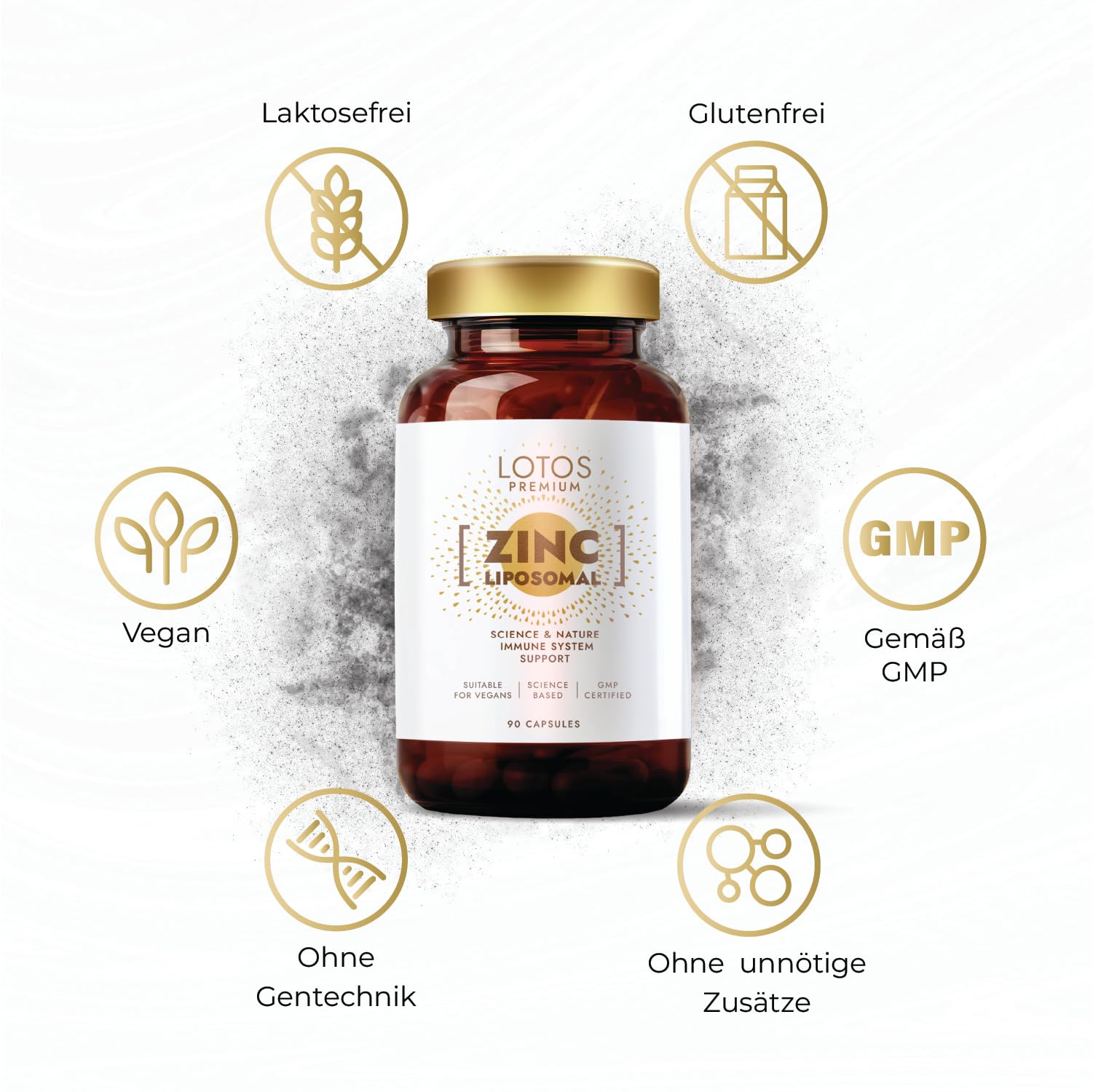 Zink Kapseln Hochdosiert 20 mg - Liposomales Zink mit Hoher Bioverfügbarkeit - Für Haut Haare Nägel & Immunsystem - Vegan - 90 Kapseln 3er-Pack - GMP Qualität