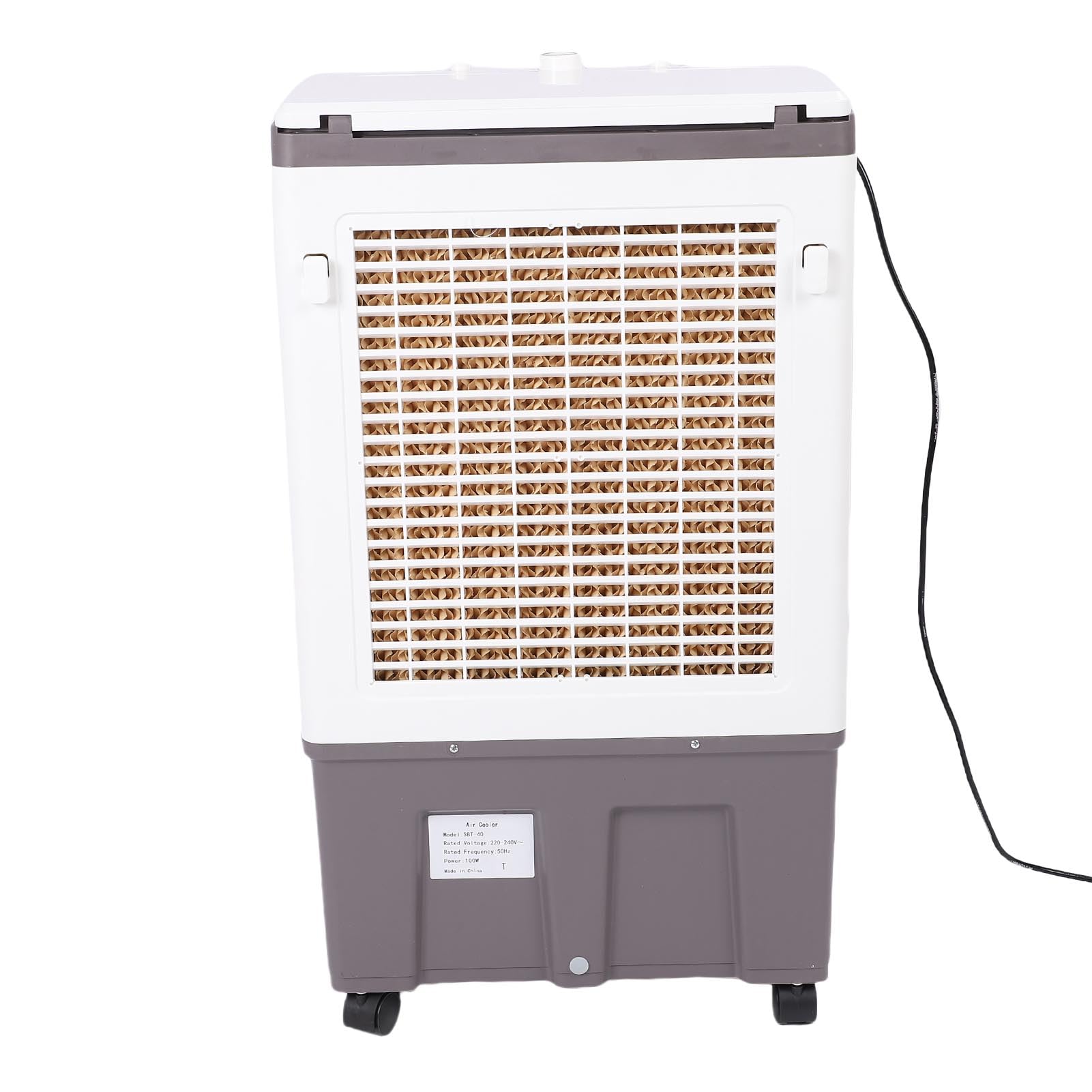 Verdunstungsluftkühler, 26 L, Tragbar, 3000 M³/h, Automatisch Oszillierender 3-in-1-Befeuchtungskühlventilator mit 3 Geschwindigkeiten, 2 Kühlakkus für die Garage Im Home Office (EU-Stecker