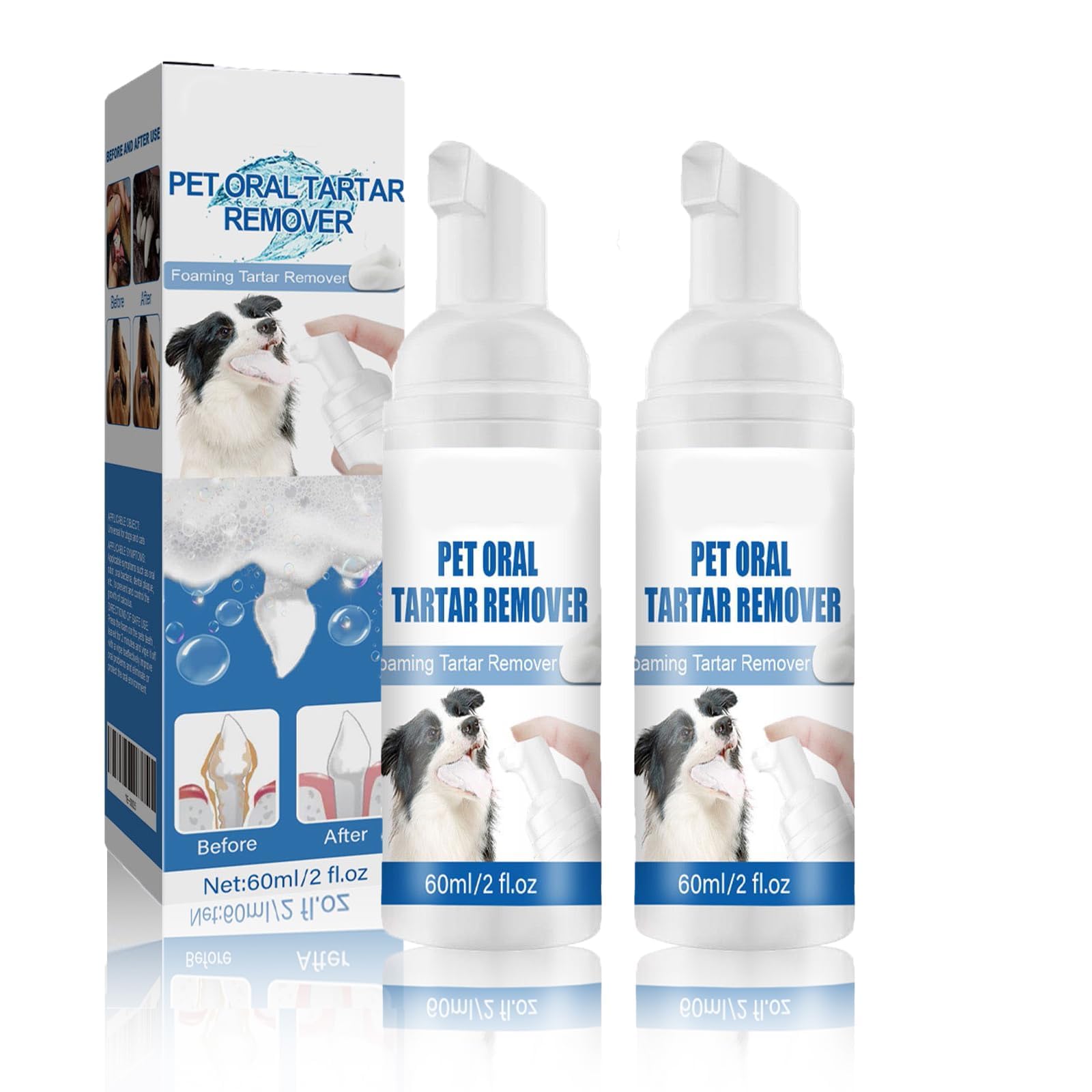 Pet Dental Tartar Remover,Oral Spray for Dogs Teeth Cleaning,Pet Dental Foaming Care Spray,Dog Breath Freshener,Support Healthy Gums,Reduce Tartar for Cats and Dogs (2PC, 60ML)