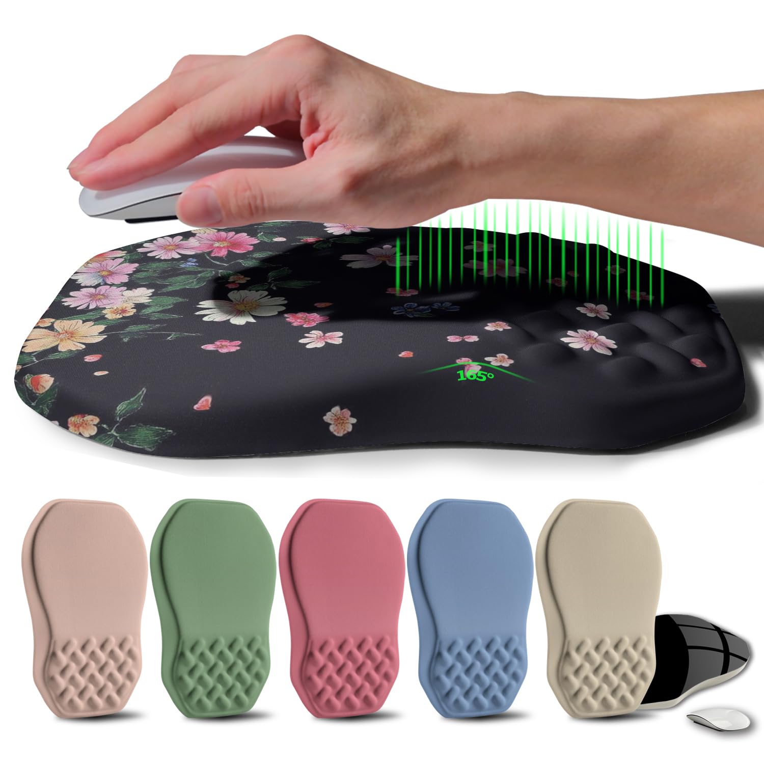 Ergonomiczna podniesiona podkładka pod mysz podpórka nadgarstka z obustronnym nachyleniem pianka z pamięcią kształtu podkładka pod nadgarstek i cieśni nadgarstka ulga w bólu 30 x 18 cm