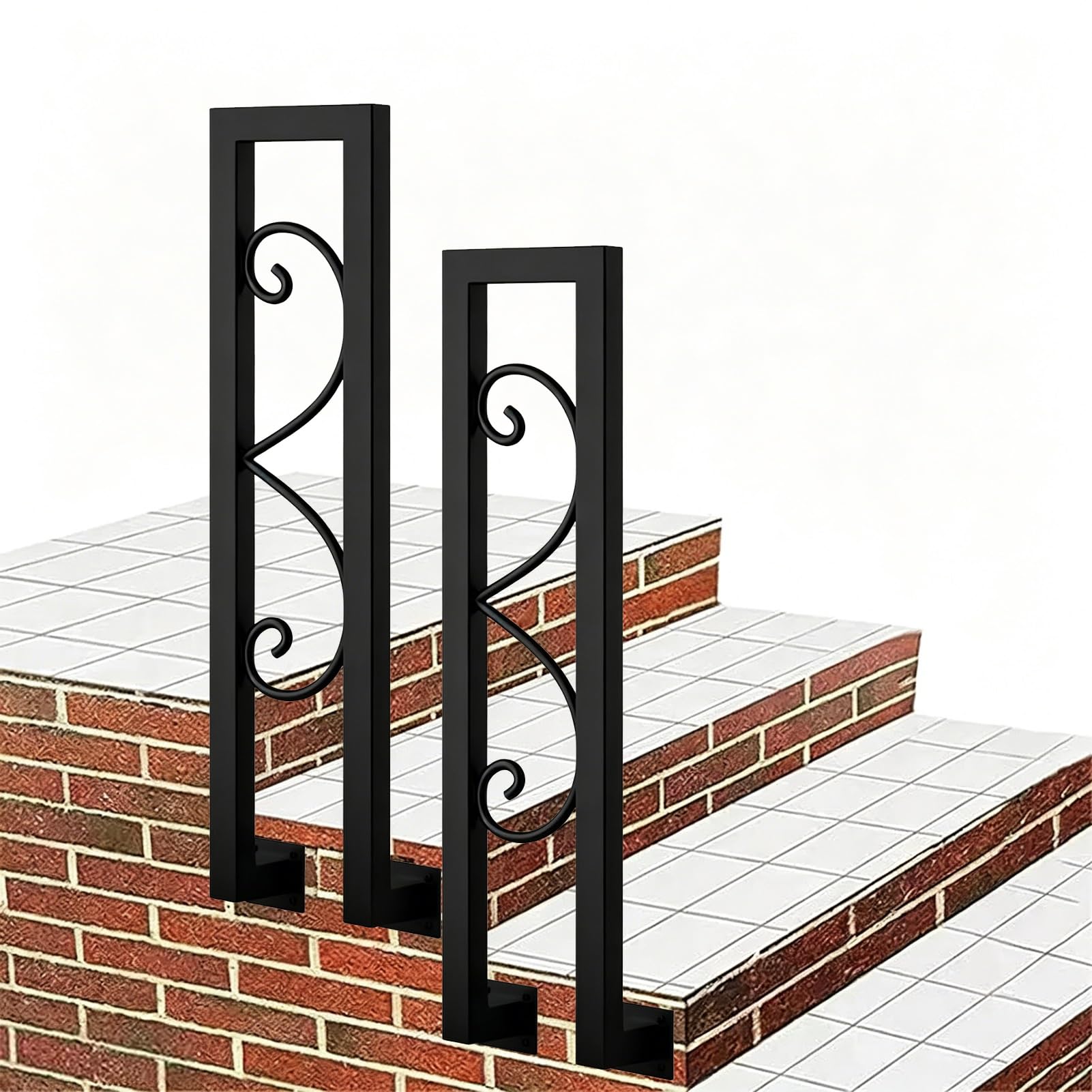 Marxan One Color U-Shaped Transitional Hand Railings For Concrete Steps Or Wooden Stairs, Handrail Picket For Outside Stairs Exterior Steps, Easy To Install(90Cm/35In)