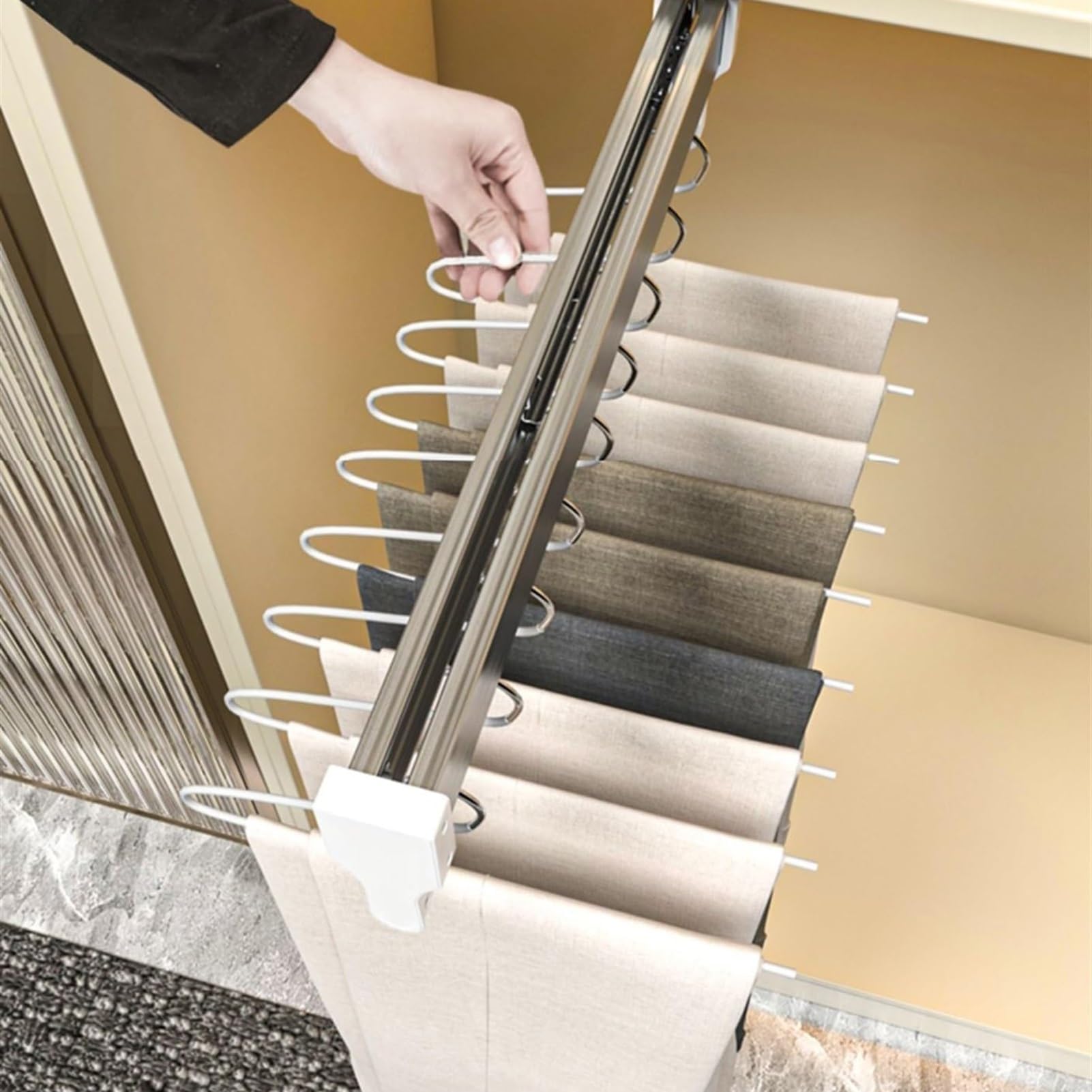 JYBNBBE Extendable Clothes Rail Track, Pull-Out Closet Rod Adjustable for Wardrobe Storage, Load-Bearing for Clothing Organization (600MM/23.6INCH)