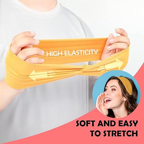 Miniatura 2 de Lotus78, Paquete de 12 diademas anchas para mujer, antideslizantes, modernas bandas deportivas para el cabello de mujer, bandas elásticas suaves y
