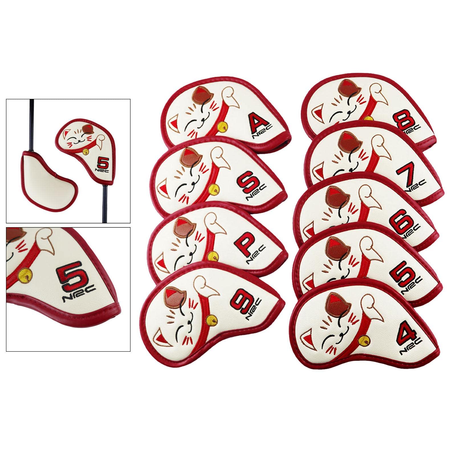 Fundas Palos De Golf Juego de Funda de Cabeza de Hierro for Golf de Gato, Cubierta for Cabeza de Hierro, Cubierta for Palos de Golf, 9 Uds. Funda Driver Golf