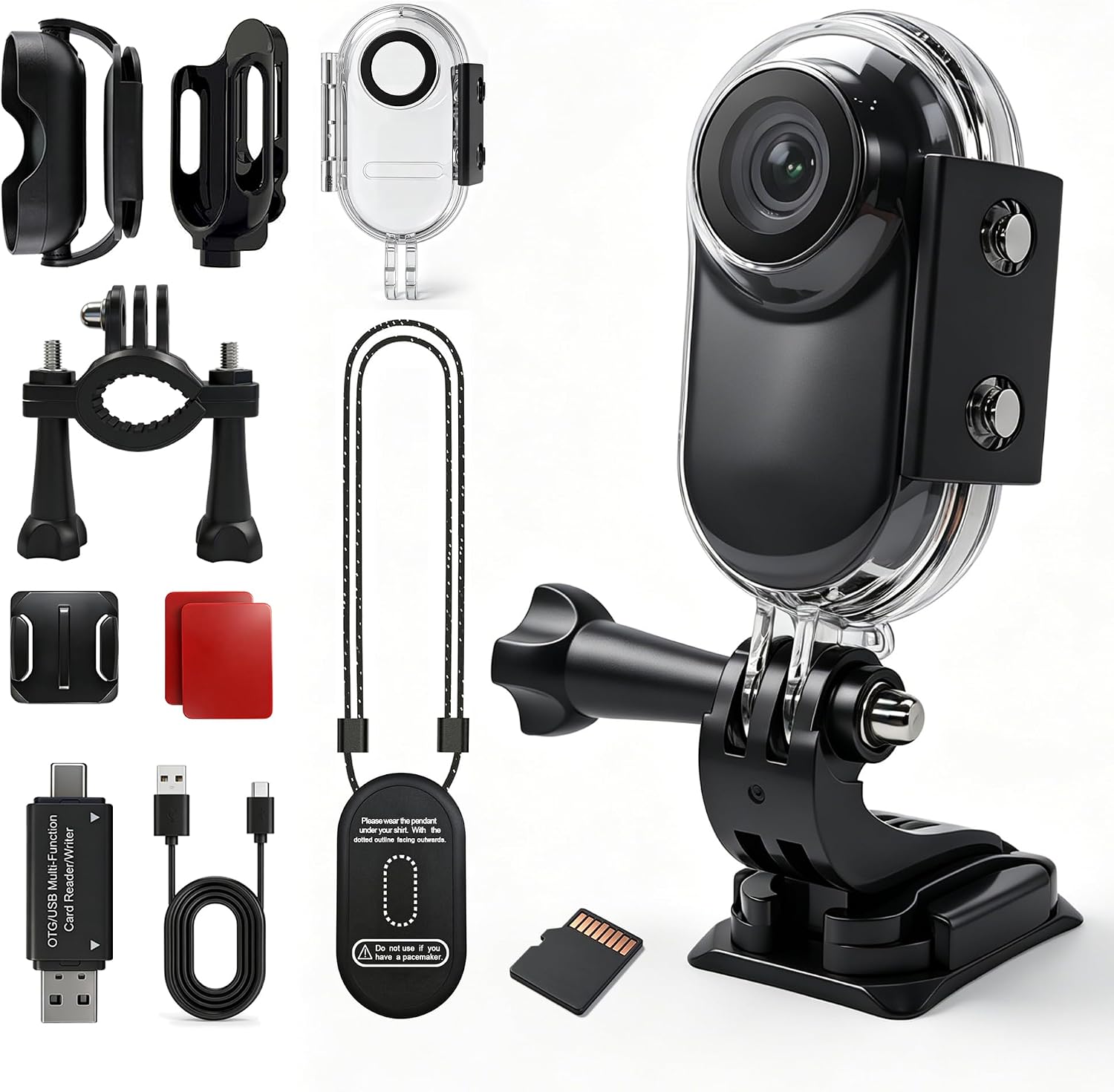Mini Body Camera with Waterproof Case, 26g Wearable Camera, Ebony