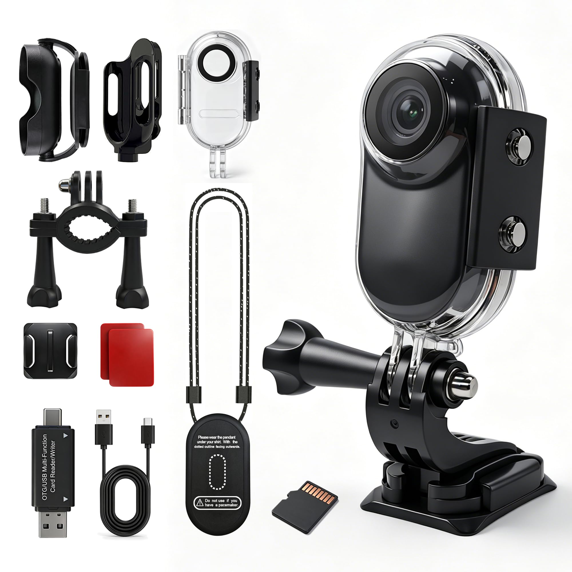 Mini Body Camera with Waterproof Case, 26g Wearable Camera, Ebony