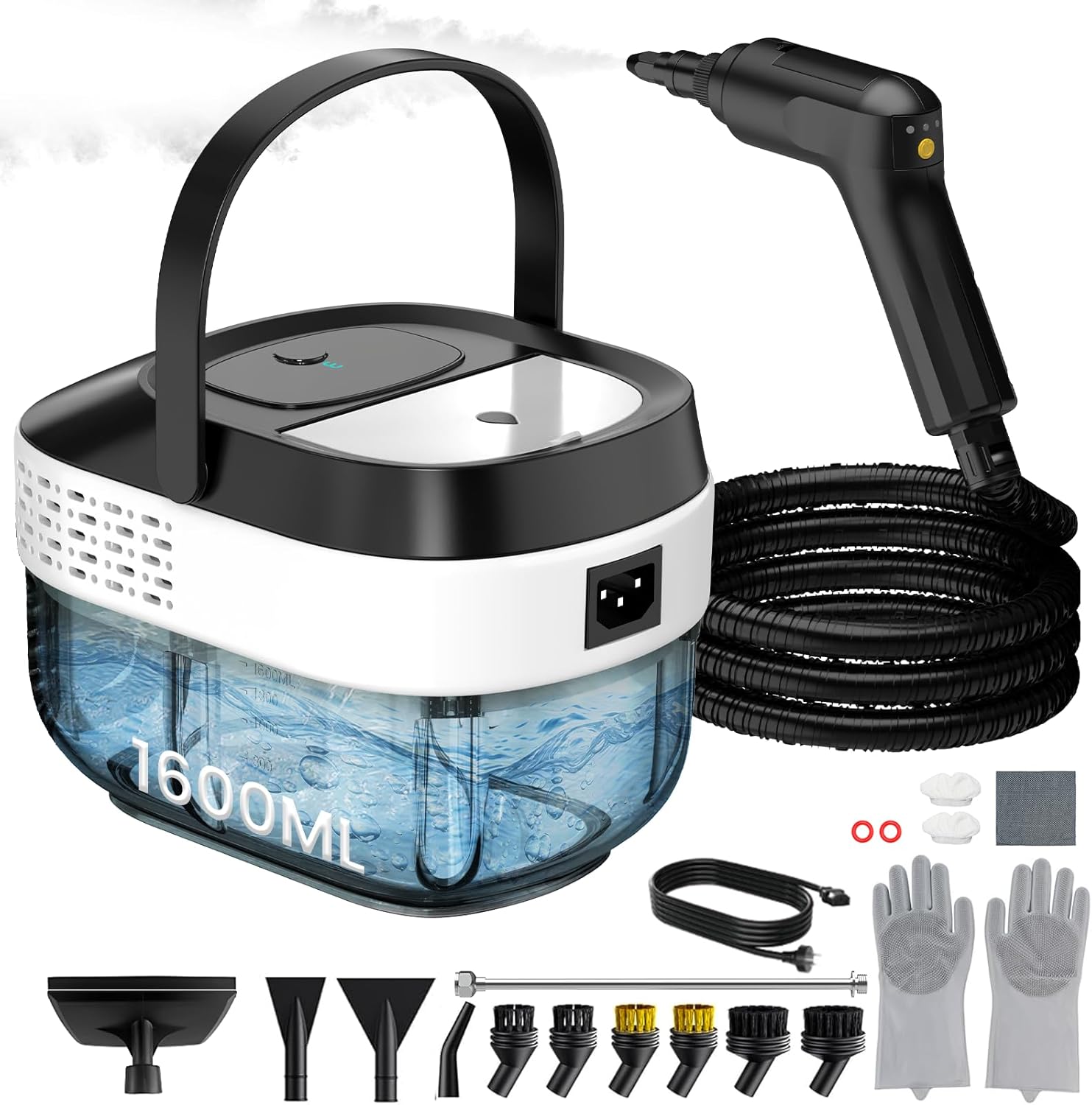 Pressurized Steam Cleaner 1.6L, 3-Level Adjustable Steamer for Cleaning, 10s Heat-Up, 2500W Handheld Steamer Cleaner for Home, Car, Kitchen, Floor, Multi-Surface Cleaning Machine, 22pcs Accessories