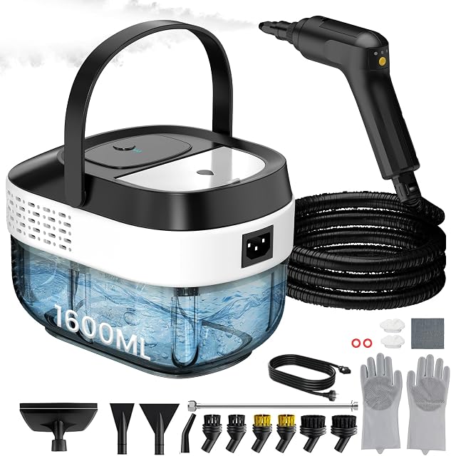 Pressurized Steam Cleaner 1 6L 3-Level Adjustable Steamer for Cleaning 10s Heat-Up 2500W Handheld Steamer Cleaner for Home