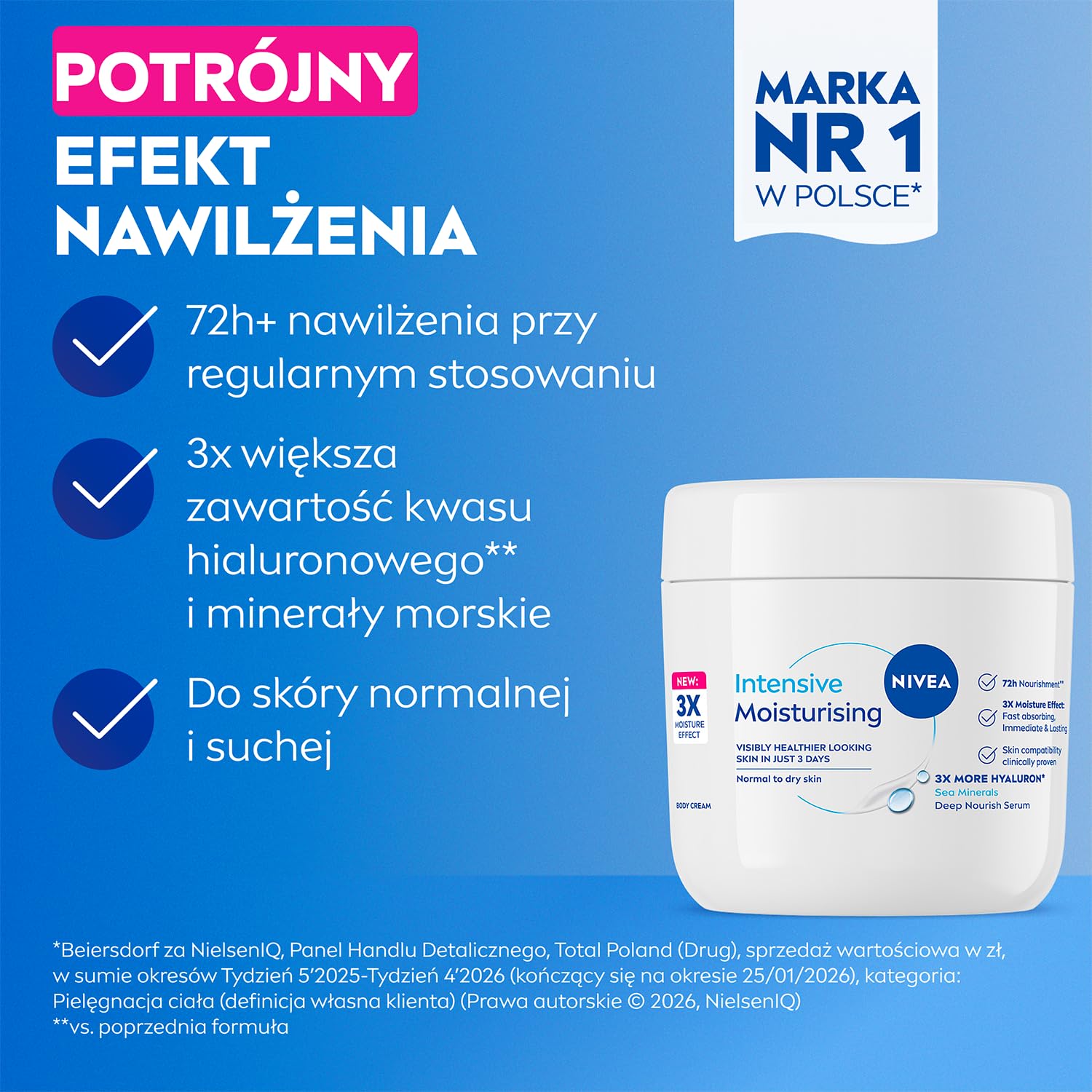 NIVEA Yoğun Nemlendirici El & Vücut Bakım Kremi 400ml, Normal/Kuru Ciltler 48 Saat Nemlendirme