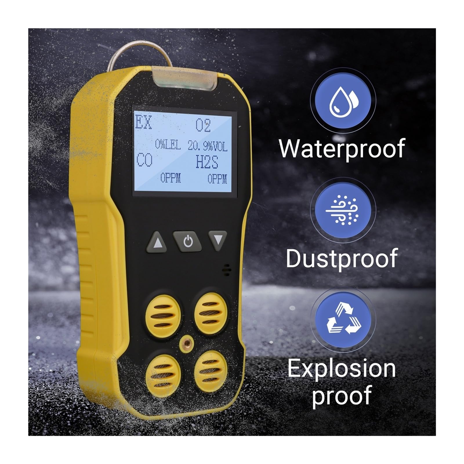 Détecteur de gaz Portable 4 en 1 (CO, H2S, O2) avec Pompe d'échantillonnage Externe for Le Travail et la Maison. Surveillance Rapide(Withuot Pump)