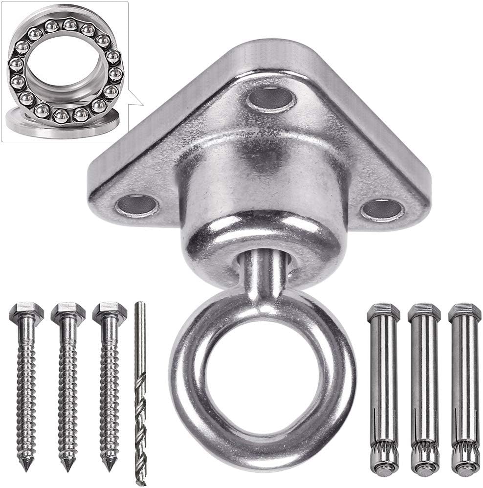 IOHIOH Bearing Heavy Duty Swing Hanger Stainless Steel 304 antirust, [1300 lb Capacity] 360° Silent Rotation, Playground Porch Yoga Seat, Punching Bag, Hammock Chair, Hanging Kit, Indoor Outdoor