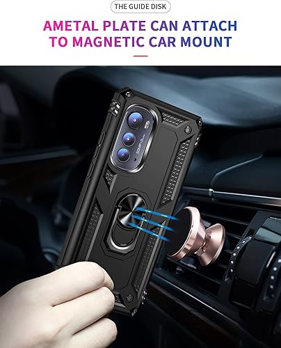 Miniatura 3 de Funda de grado militar para Moto Edge 2022, funda de metal giratorio de 360 grados, soporte de soporte, armadura, resistente a prueba de golpes,