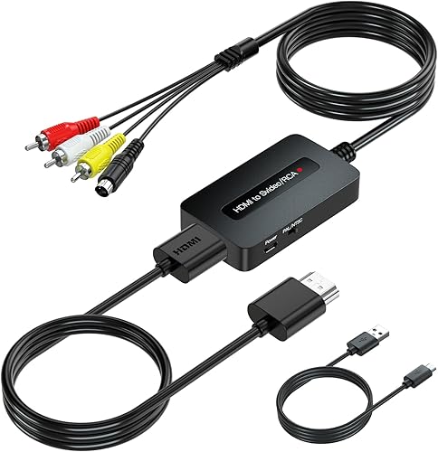 Convertidor de 1080P HDMI a Svideo RCA, Convertidor HDMI a Compuesto AV CVBS, Adaptador HD a S-Video RCA para Dispositivos HD para Visualizar en