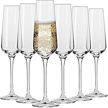 250ml Crystal Champagne Flute Glass Set of 6 | Perfect for Home, Restaurants and Parties | Lead-Free, Clear, Durable Glassware Perfect for Home, Restaurants and Parties
