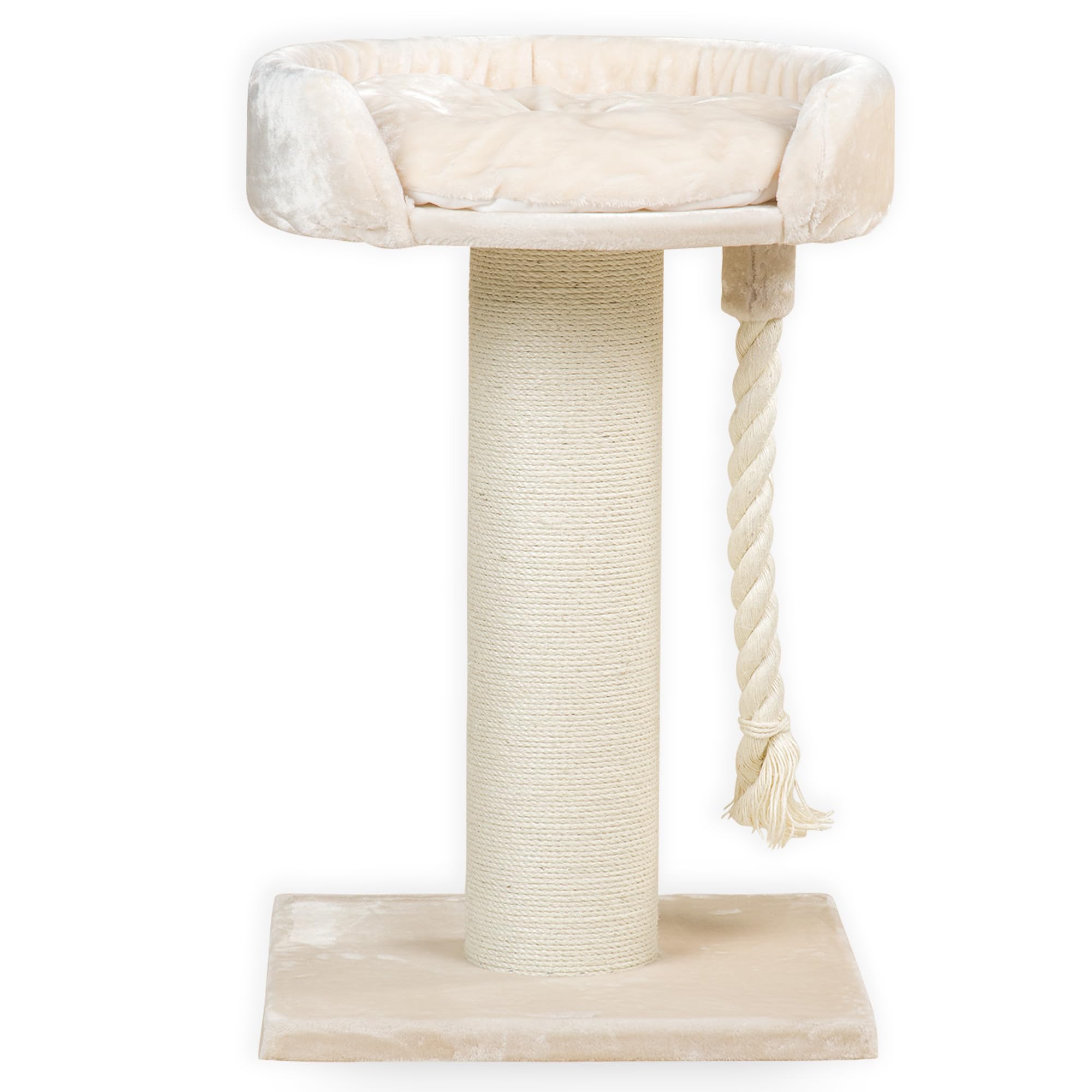 RHRQuality Cat Tree for Large Cats - Chartreux – 80 cm High – With Extra Thick 20 cm Sisal Post - Luxury Lying Area of ⌀60 cm – Cream