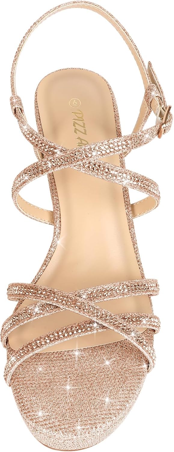 PIZZ ANNU Women's Stellora Platform High Heels Block Chunky Strappy Sparkly Rhinestone Open Toe Ankle Strap Dress Pump Sandals Shoes for Party Wedding - Image 7