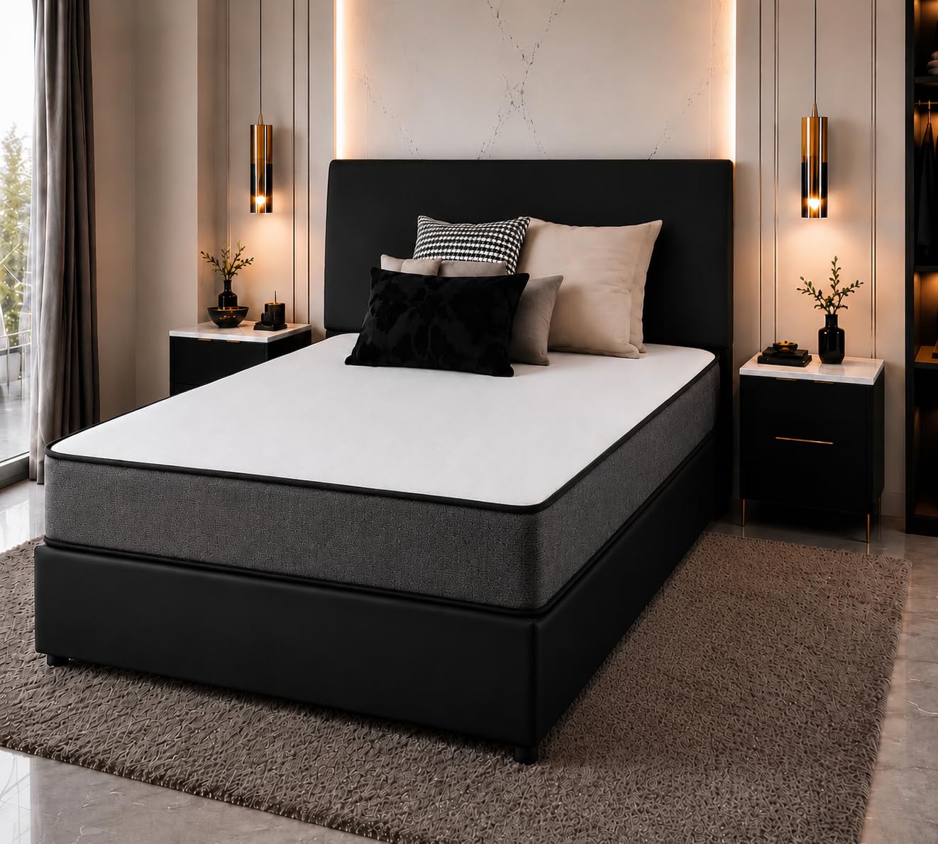 Reliance Ortho 4FT6 Black Divan Bed, Mattress | Headboard | No Drawers