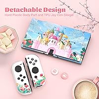 Vista 5 de ECHZOVE Protective Case Compatible with Nintendo Switch OLED,Switch OLED Hard Console Case and Joy Con TPU Case with Thumb Grip Caps and Screen
