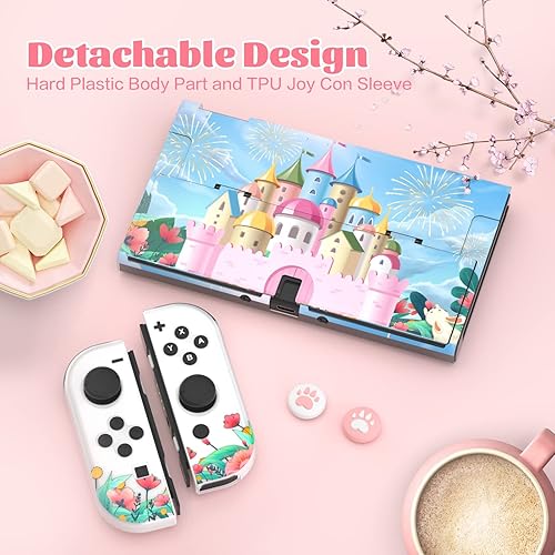 Miniatura 5 de ECHZOVE Protective Case Compatible with Nintendo Switch OLED,Switch OLED Hard Console Case and Joy Con TPU Case with Thumb Grip Caps and Screen