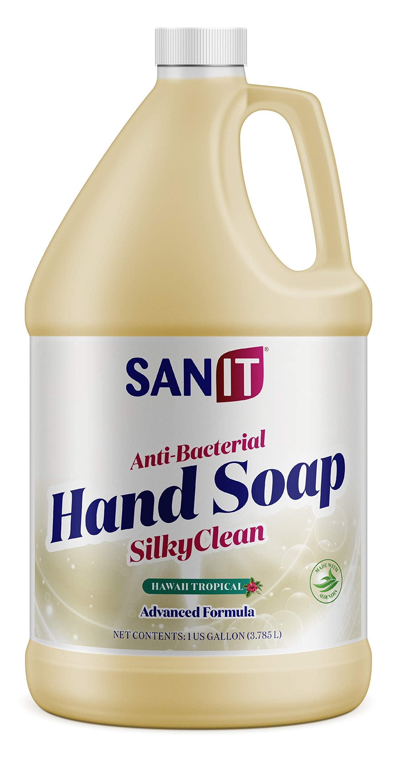 Sanit Silky Clean Antibacterial Liquid Gel Hand Soap Refill - Advanced Formula with Coconut Oil and Aloe Vera - All-Natural Moisturizing Hand Wash -