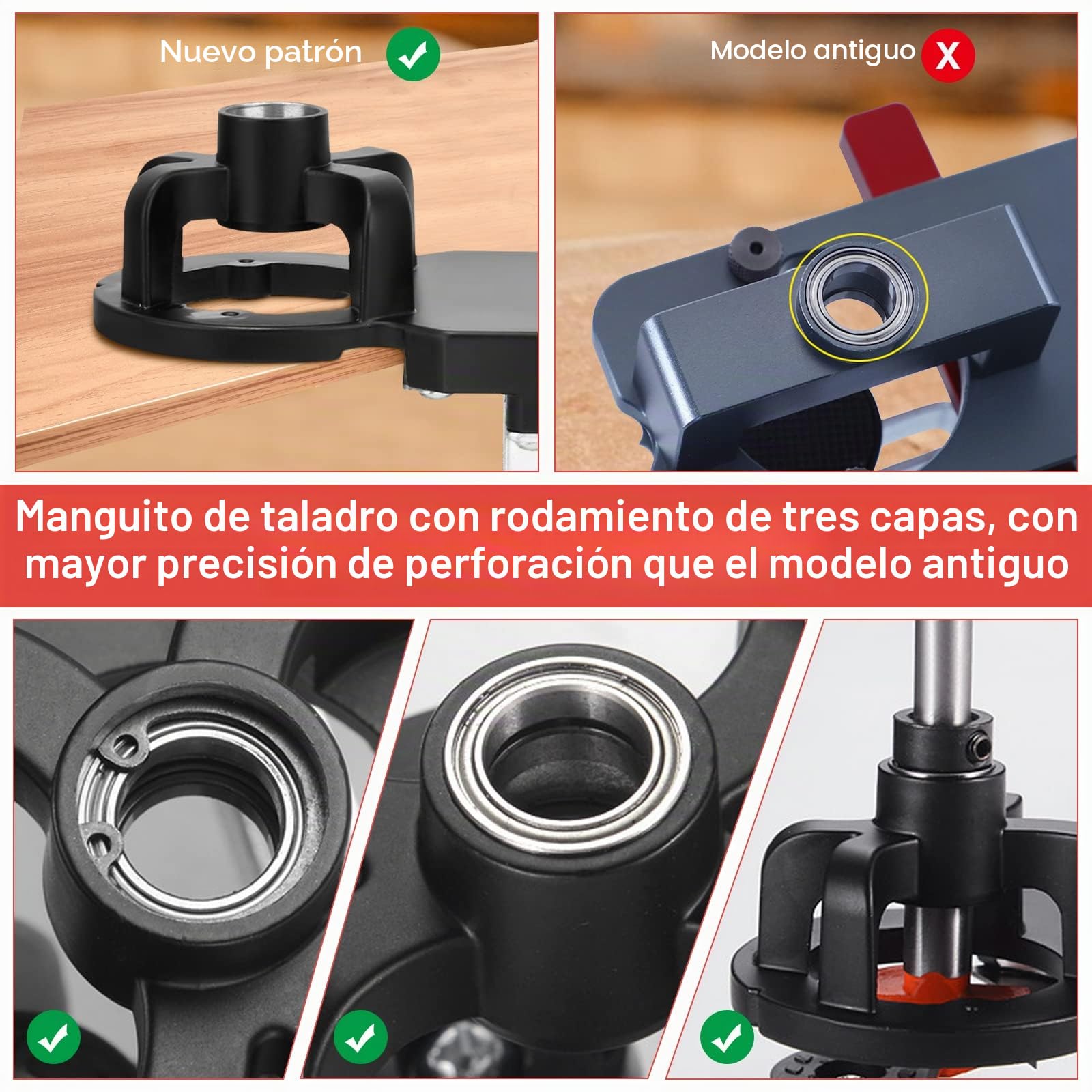 Plantilla de Bisagra 35 mm, Guía de Perforación para Puerta y Armarios, Herramienta de Carpintería para Trabajo de Madera