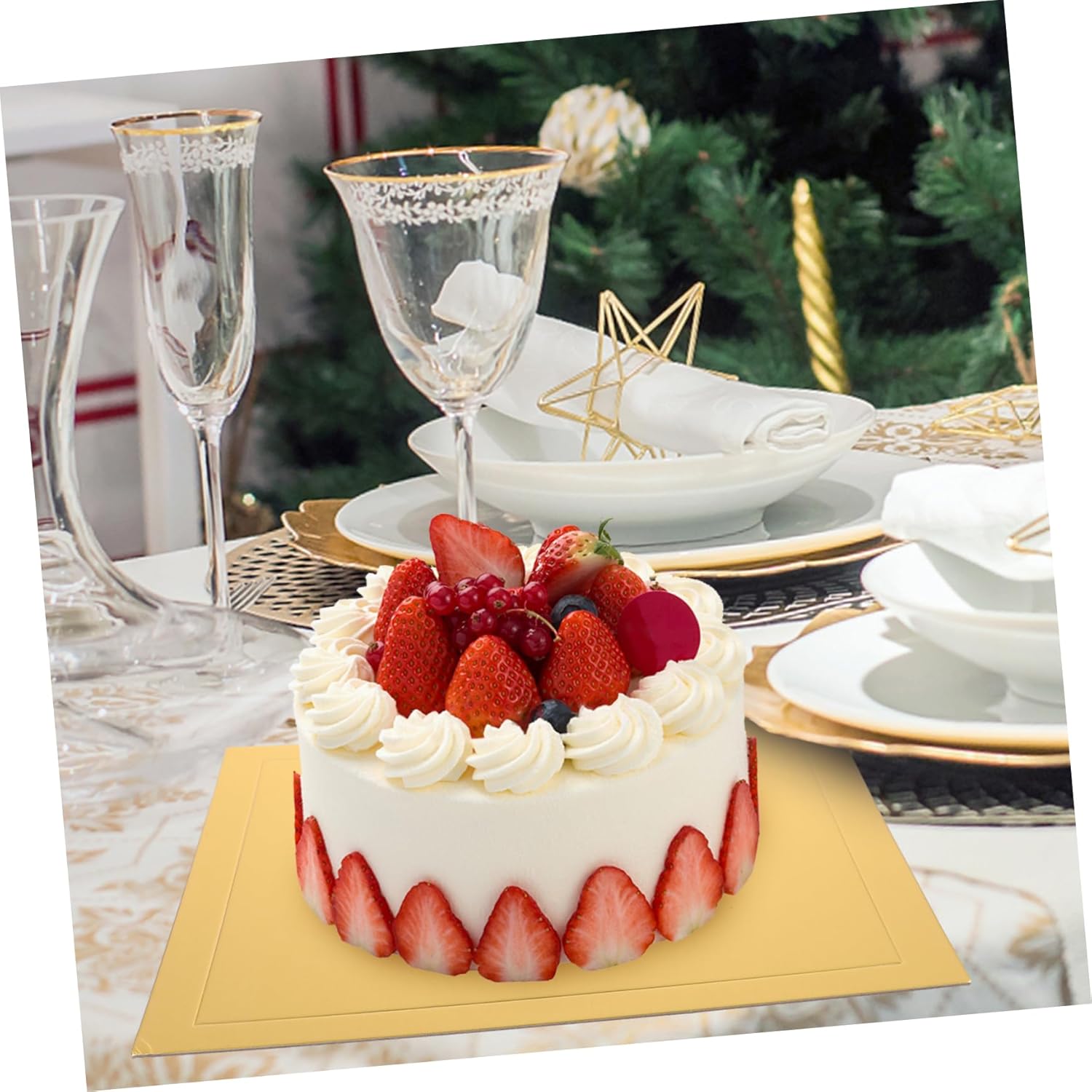PRETYZOOM 10pcs Thick Square Cardboard Cake Boards Base Trays for Mousse Pastries and Desserts for Home Parties and Bakeries