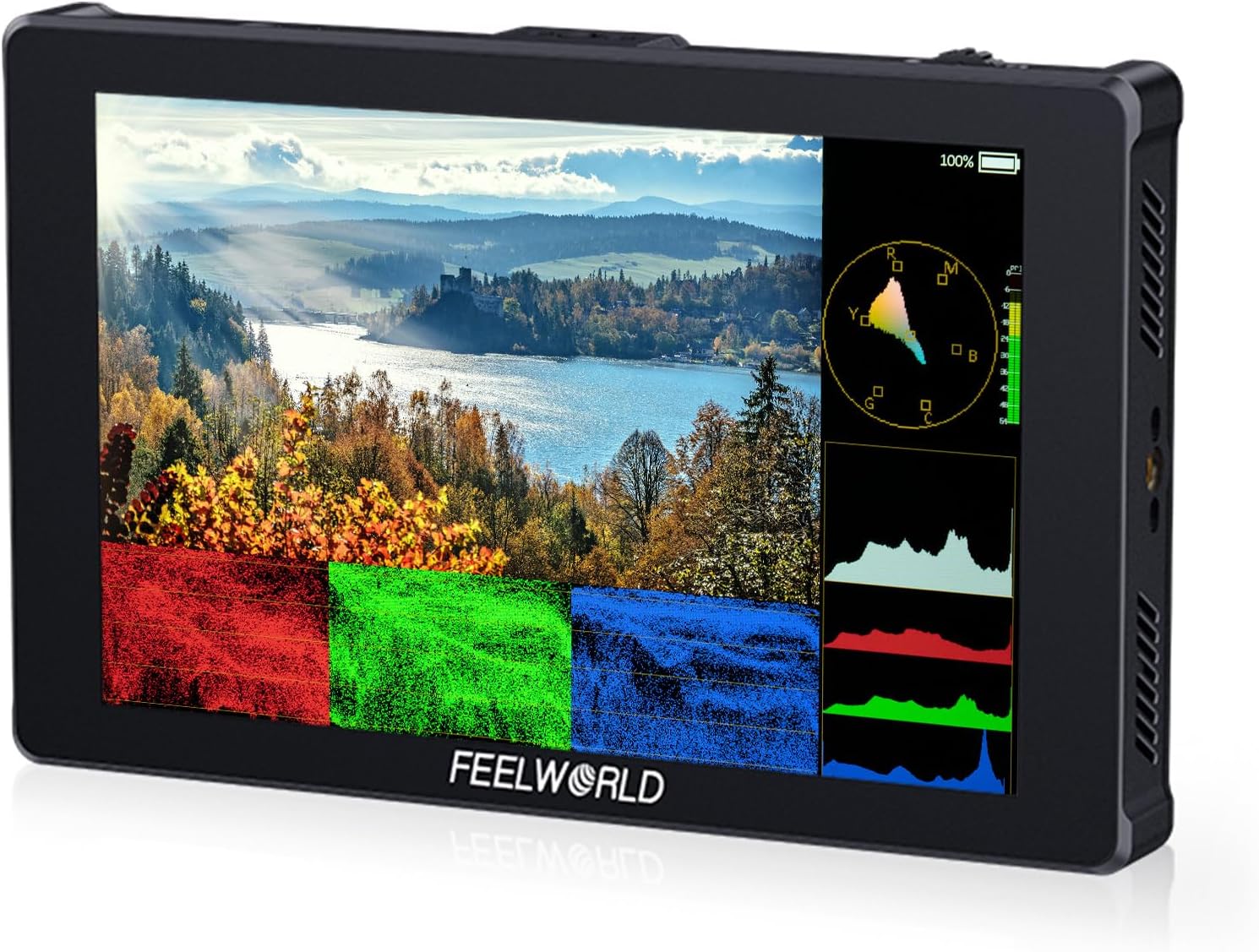 FEELWORLD F7 Plus 7 Inch 1200nit DSLR Camera Field Monitor High Brightness Touch Screen 3D Lut HDR Waveform F970 External Power Install Kit 1920×1200 4K 60Hz HDMI Input and Output